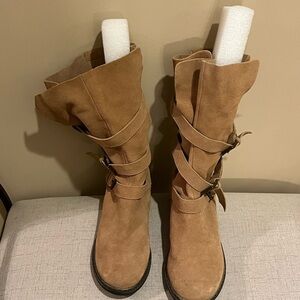 American Eagle Fan Suede Buckle Strap  Boots, 9.5